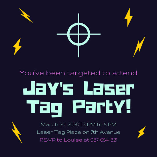 550x550 Neon Target Icon Laser Tag Invitation