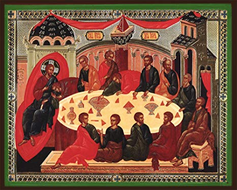 466x373 Mystical Last Supper Icon Authentic Russian Wooden