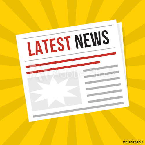 500x500 Newspaper Latest News, Flat Vector Daily Icon With Sun Rays