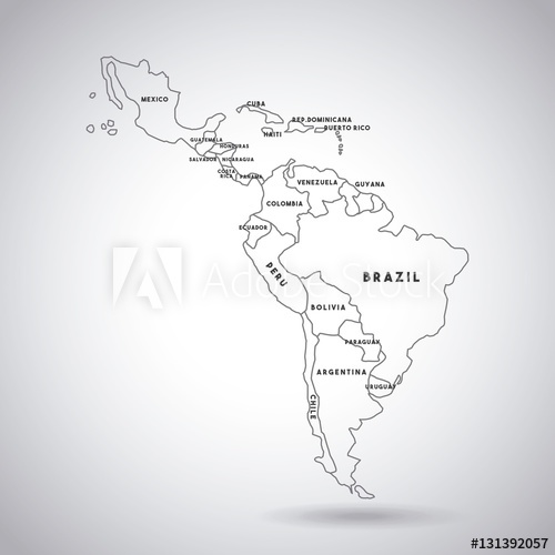 500x500 Latin America Map With The Names Of The Countries Icon Over White