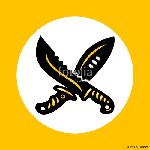 500x500 Crossed Machetes Icon In Trendy Flat Style Isolated On White