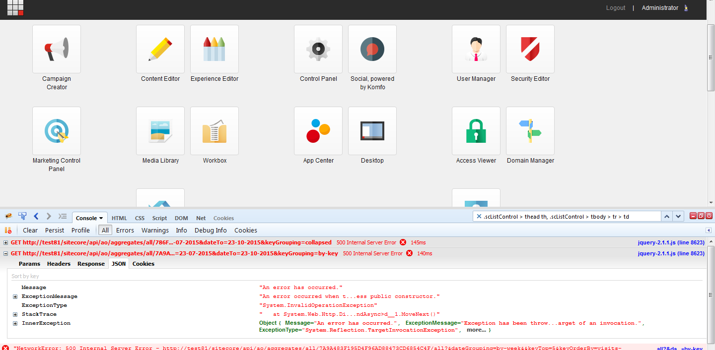 1440x706 Sitecore Launchpad Brings Http Error And Several Icons Are