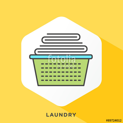 500x500 Laundry Basket Icon With Dark Grey Outline And Offset Flat Colors