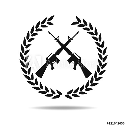 500x500 On Laurel Icon Machine Gun Black Silhouette Vector