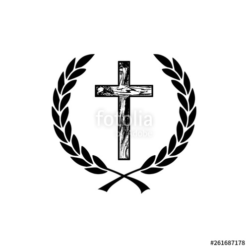 500x500 Isolated Laurel Wreath Icon With A Christian Cross Stock Photo