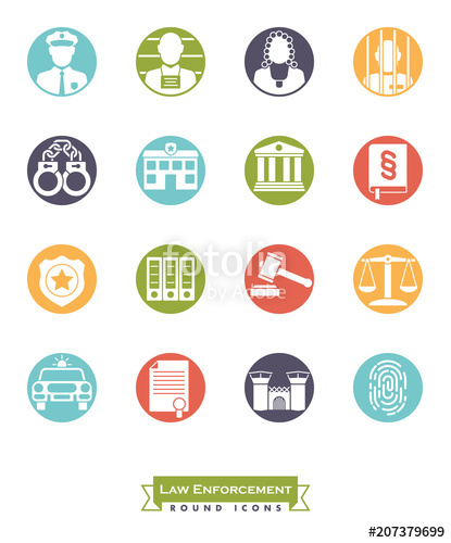 415x500 Law Enforcement Round Color Icon Set Stock Image And Royalty Free