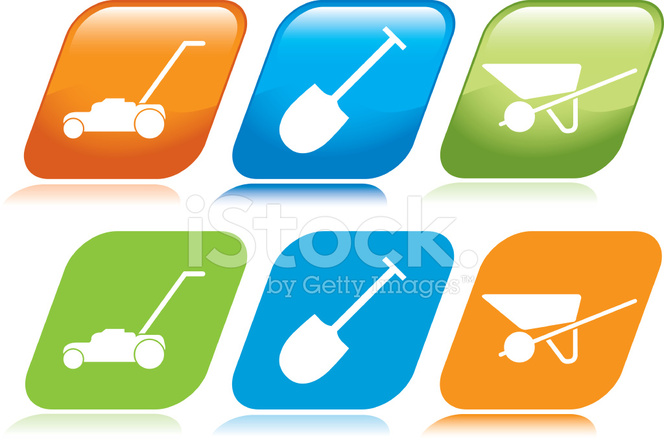 664x440 Lawn Care Icons Stock Vector