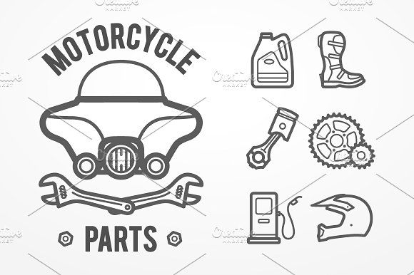 580x386 Motorcycle Parts Set