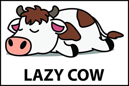 425x284 Cute Sleepy Lazy Cow Cartoon Vinyl Sticker