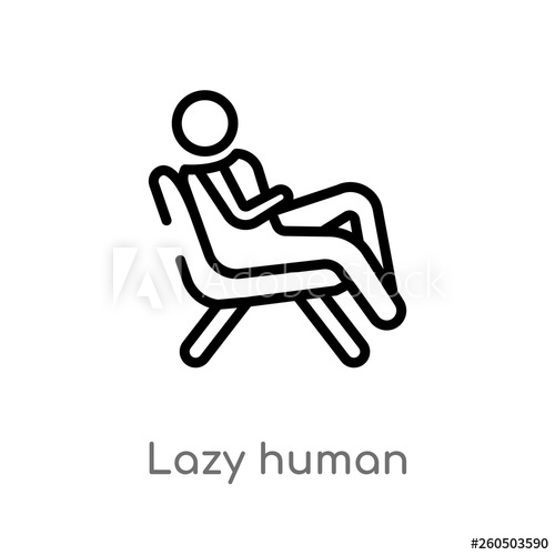 500x500 Outline Lazy Human Vector Icon Isolated Black Simple Line Element