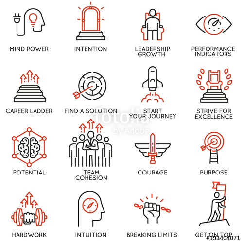 500x500 Vector Set Of Linear Icons Related To Skills, Empowerment