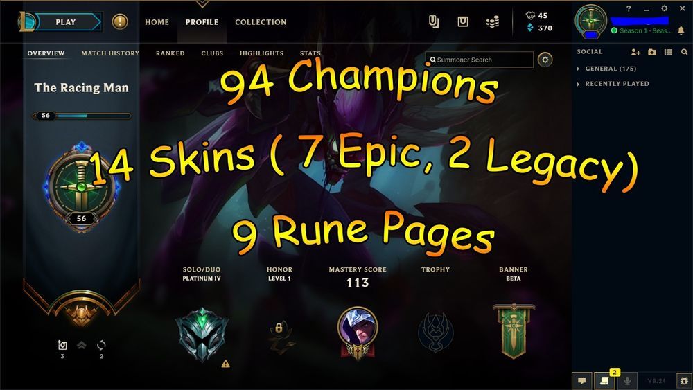 1000x563 League Of Legends Na Plat Champions Skins Rune