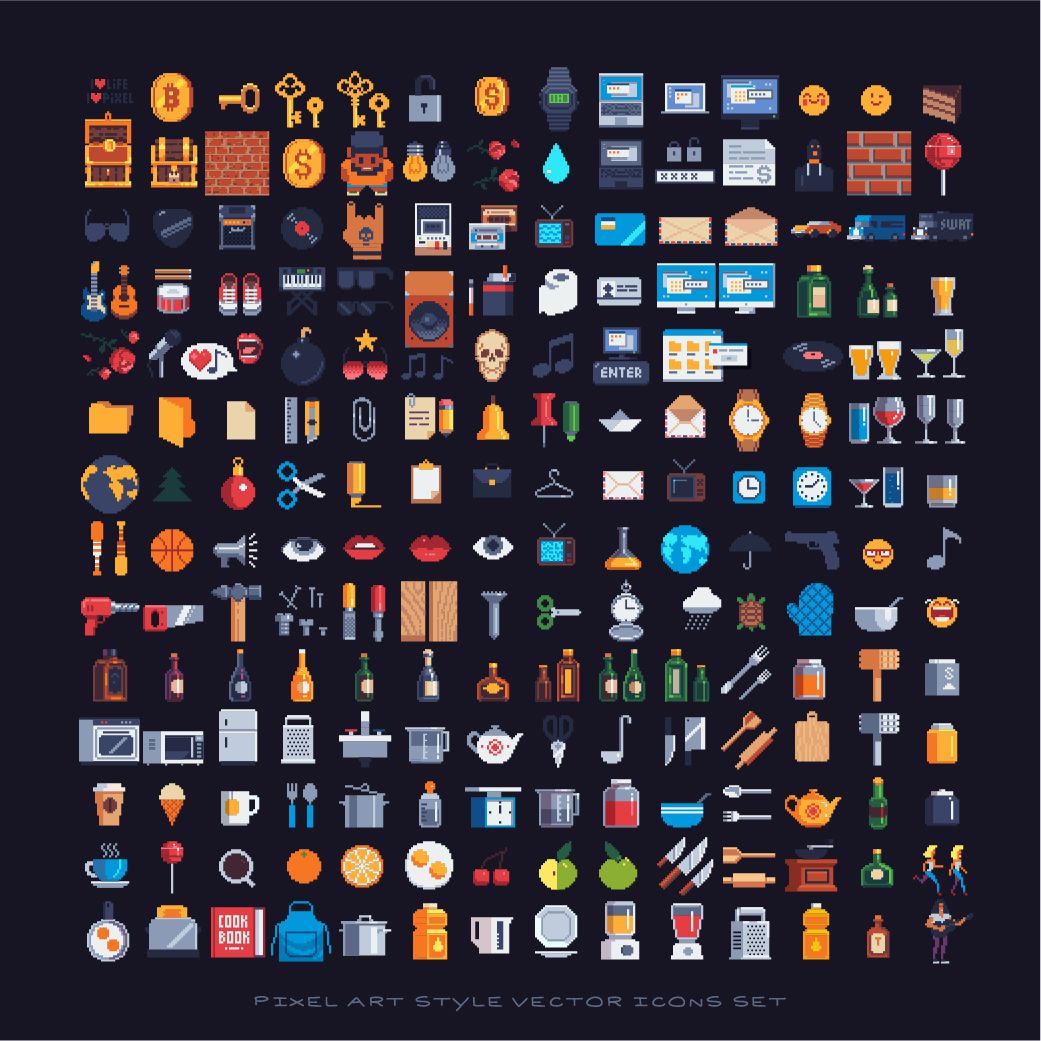 1041x1041 Pixel Art Icons Pack Game Art In Pixel Art, Art, Art Icon