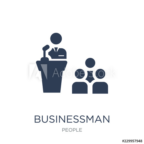 500x500 Businessman Giving A Lecture Icon Trendy Flat Vector Businessman
