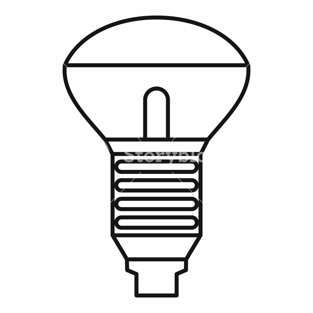 1000x1000 Led Bulb Icon In Outline Style Isolated On White Background
