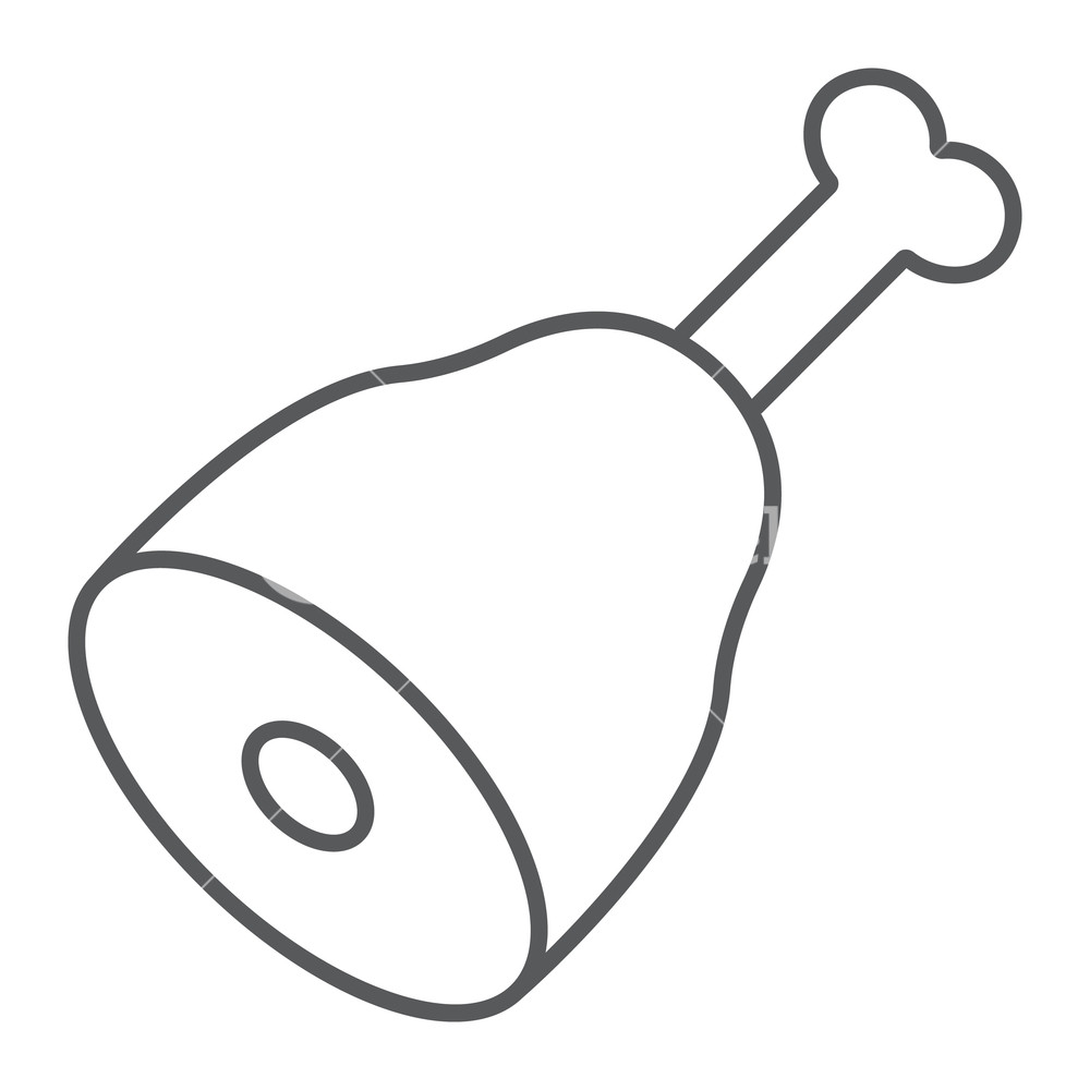 1000x1000 Leg Of Ham Thin Line Icon, Meal And Food, Meat Sign, Vector