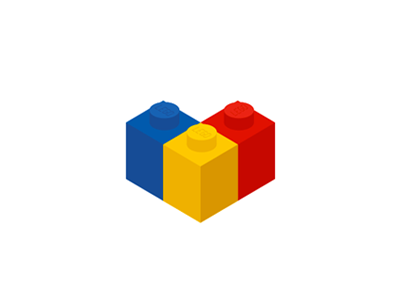 400x300 Lego Bricks + Flag + Heart Shape, Logo Design Symbol