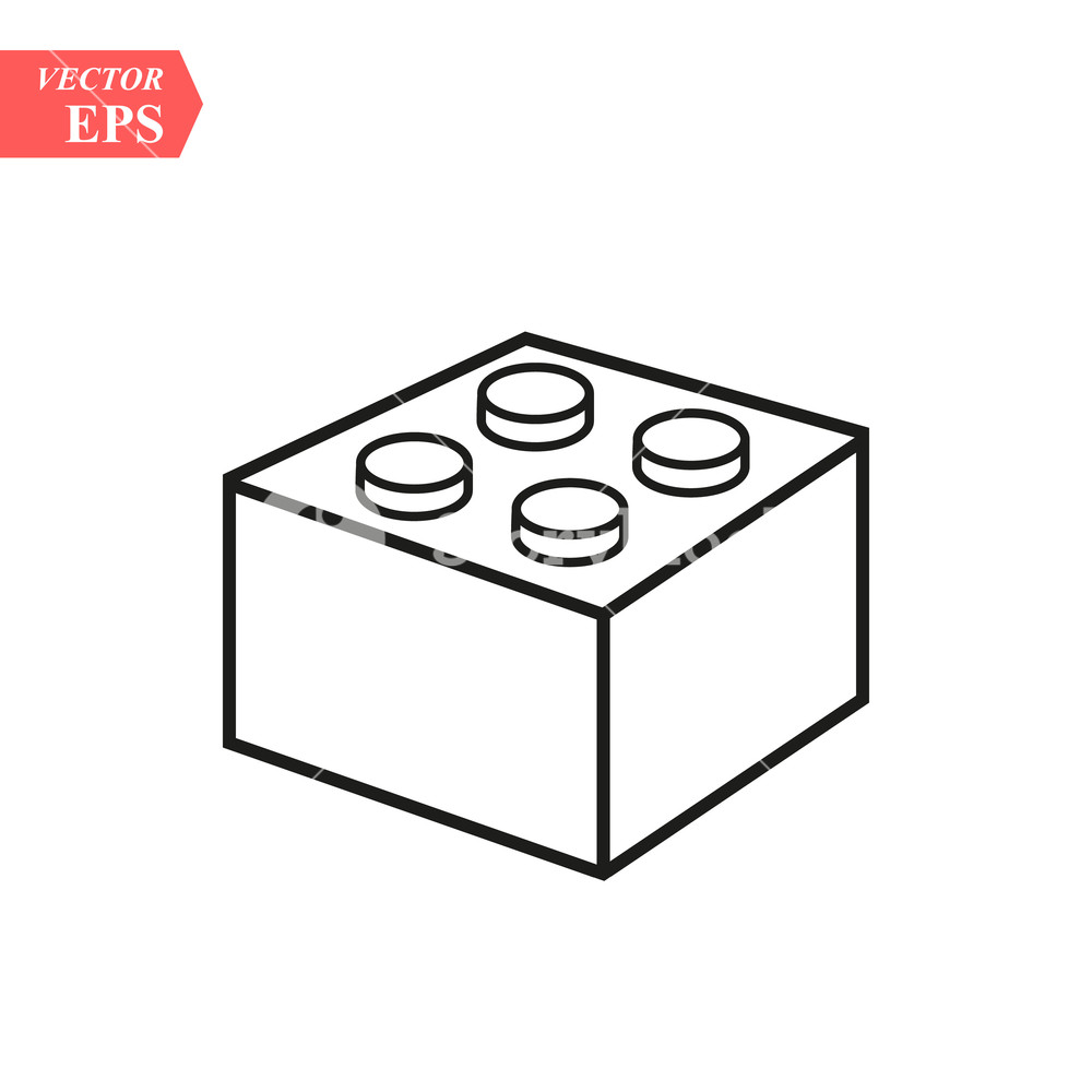 1000x1000 Lego Brick Block Or Piece Line Art Vector Icon For Toy Apps