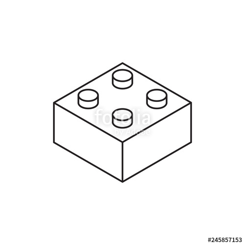 500x500 Vector Outline Lego Icon Lego Brick In Isometric View Stock