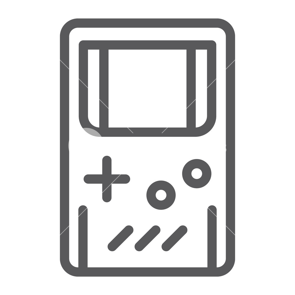 1000x1000 Gameboy Line Icon, Leisure And Play, Game Console Sign, Vector