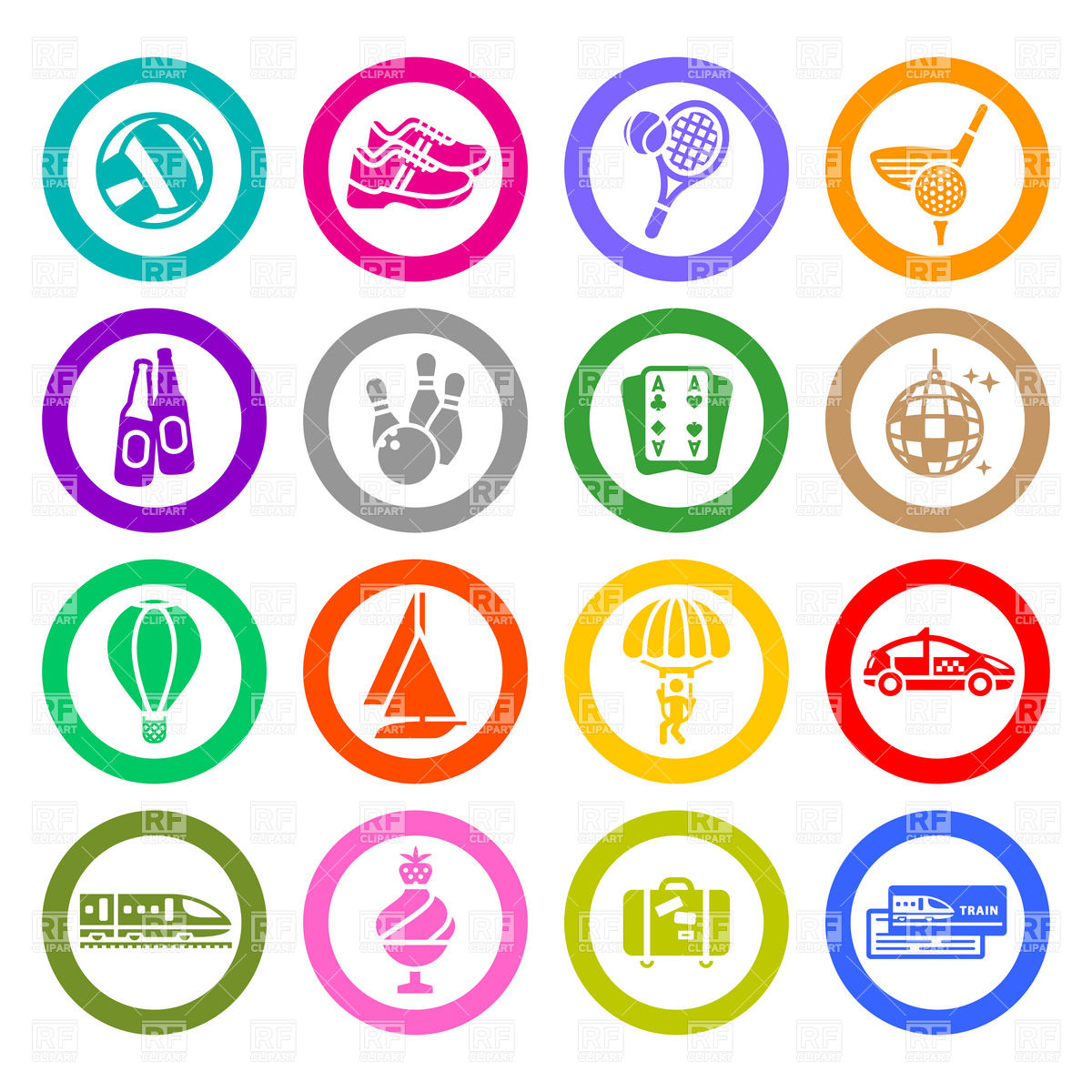 1200x1200 Sport, Recreation And Entertainment Icons Set Vector Image