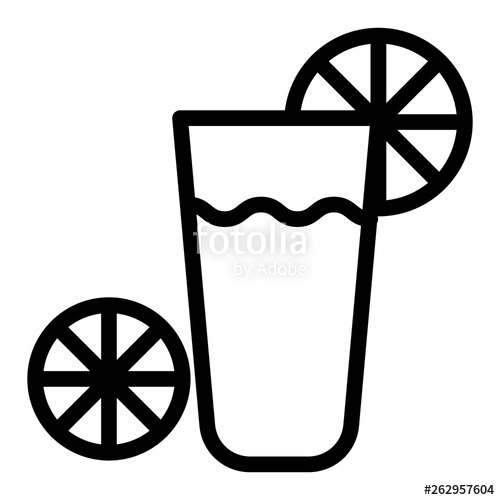 500x500 Glass With Lemonade Line Icon Drink Vector Illustration Isolated