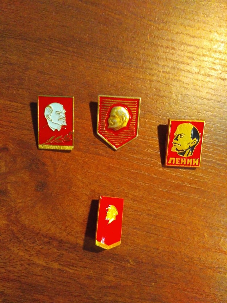 794x1059 Lenn Set Of Soviet Badges Communizm Badge Of The Etsy