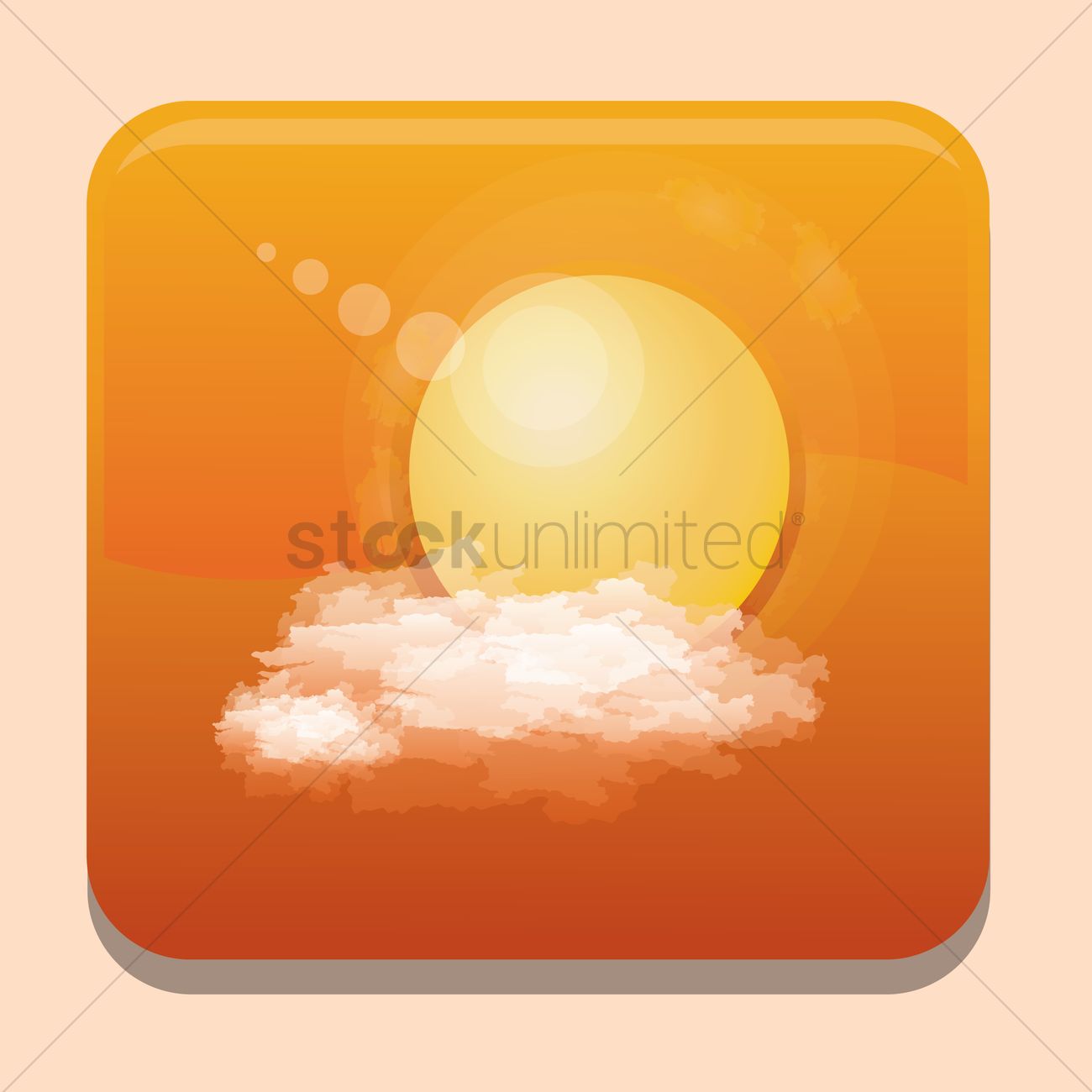 1300x1300 Sun With Lens Flare And Clouds Icon Vector Image