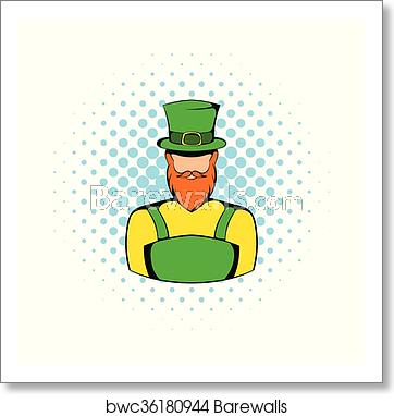 362x382 Irish Leprechaun Icon, Comics Style, Art Print Barewalls Posters