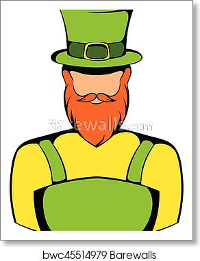 292x382 Irish Leprechaun Icon, Icon Cartoon, Art Print Barewalls Posters