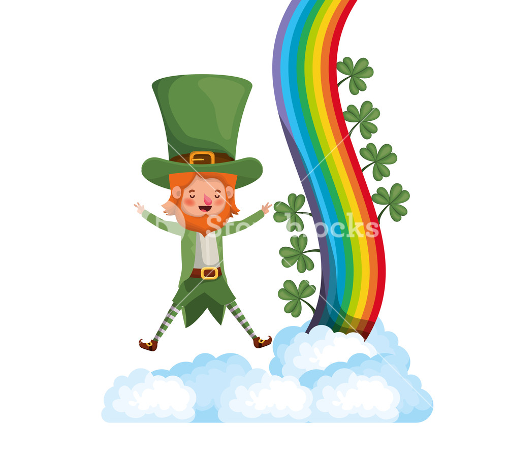 1000x902 Leprechaun With Rainbow Icons Isolated Icon Vector Illustration