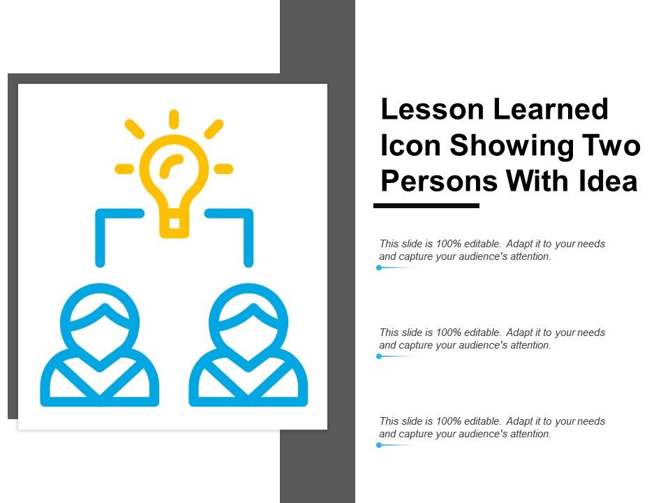 960x720 Lesson Learned Icon Showing Two Person With Idea Powerpoint