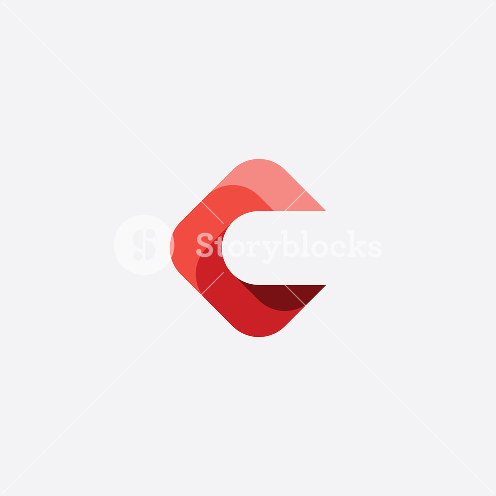 1000x1000 Red Geometric Letter C Icon Sign Design Element Royalty Free Stock