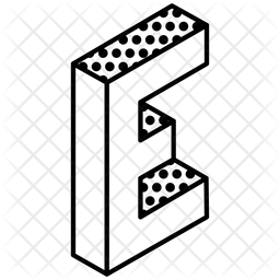 256x256 Letter E Icon Of Isometric Style
