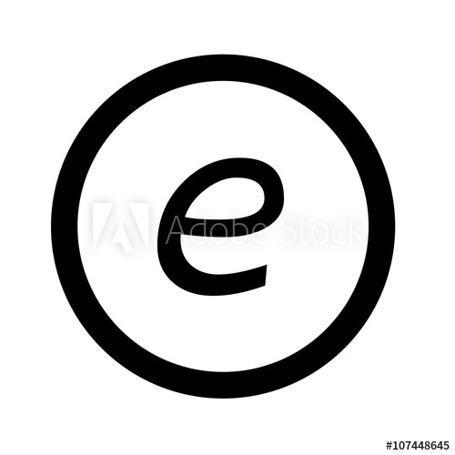 500x500 Basic Font Letter E Icon Illustration Design