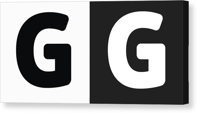 642x369 Letter G Icon On Black And White Vector Backgrounds Canvas Print