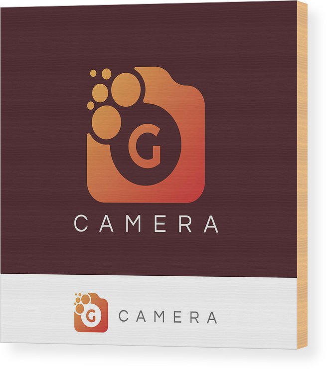 656x740 Camera Digital Initial Letter G Icon Design Wood Print