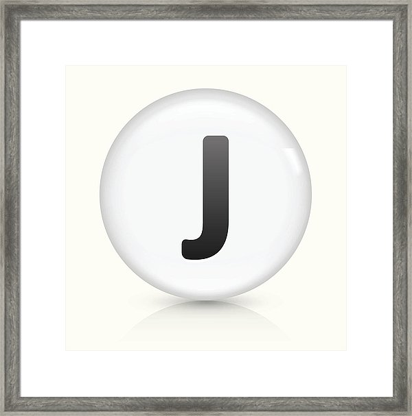Letter J Icon On White Round Vector Button Framed Print 600x607 Letter J Icon On White Round Vector Button Framed Print