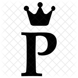256x256 Royal, Alphabet, Crown, Letter, English, P Icon Of Glyph Style