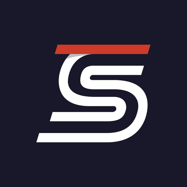 600x600 Fast Speed Two Lines Letter S Icon On Black Art Print