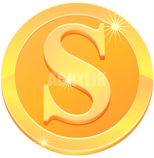 525x540 Gold Coin With Letter S Vector Icon