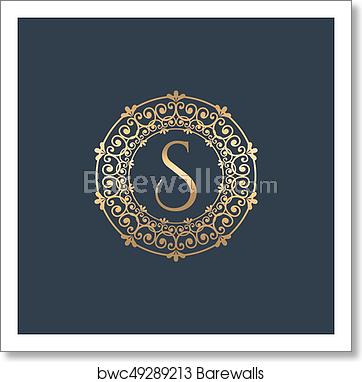 362x382 Letter S Logo Vintage Old Style Logo Icon Monogram, Art Print