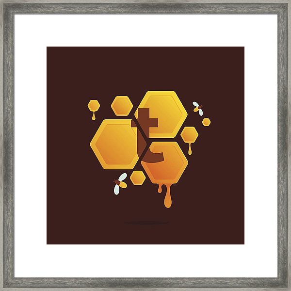 600x600 Letter T Icon In Honeycomb With Flowing Honey Framed Print