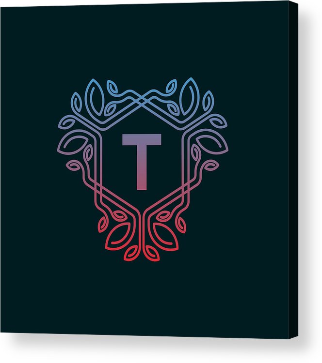 664x750 Flower Initial Letter T Icon Design Acrylic Print