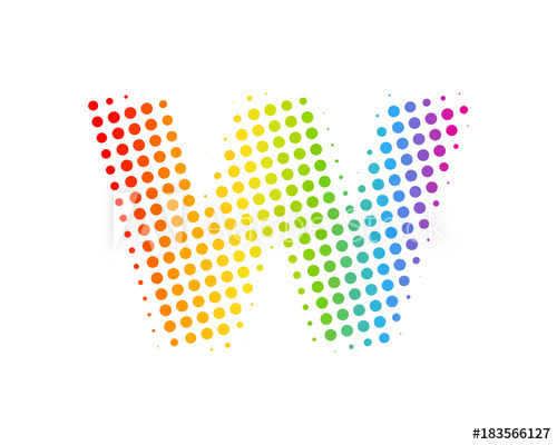 500x400 Halftone Circle Letter W Icon Logo Design Element