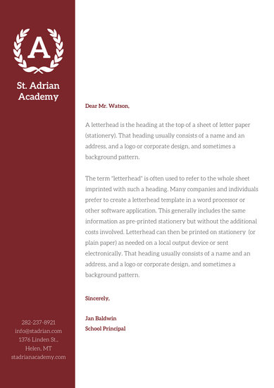 389x550 Maroon Laurel Icon Official School Letterhead