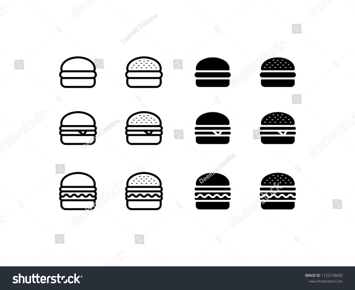 1500x1225 Burger Icon Set Hamburger Cheeseburger Burger, Hamburger, Food