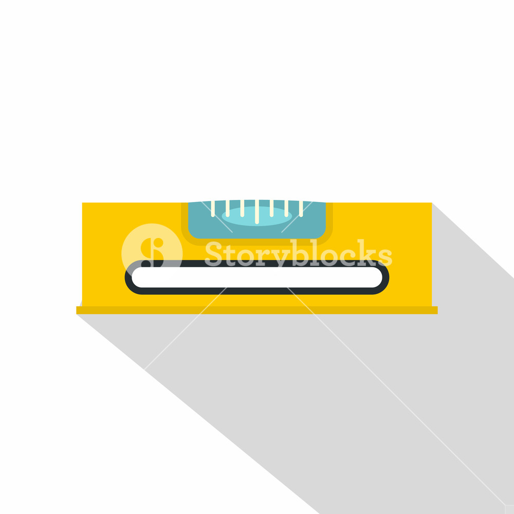 1000x1000 Yellow Working Tool Bubble Level Icon Flat Illustration Of Yellow