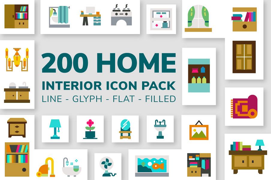 904x602 Home Interior Icon Pack
