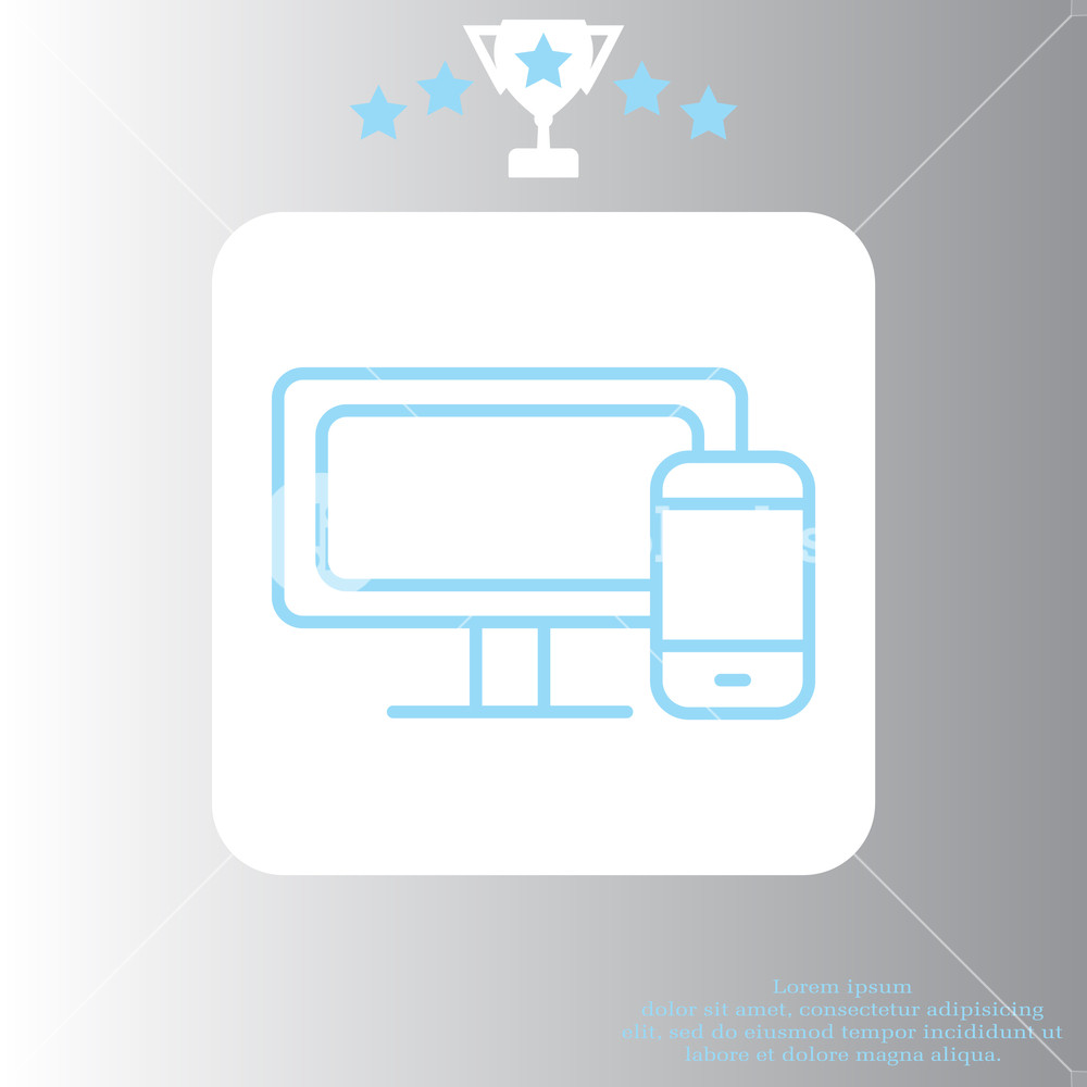 1000x1000 Monitor And Phone, Icon Royalty Free Stock Image